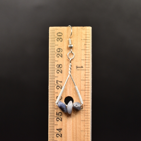 Sodalite wire wrapped earrings, very beautiful and powerful stone - Picture 5 of 5